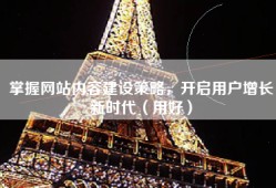 掌握网站内容建设策略，开启用户增长新时代（用好）
