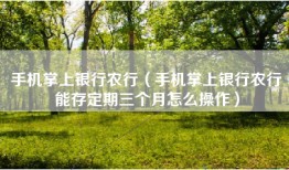 手机掌上银行农行（手机掌上银行农行能存定期三个月怎么操作）
