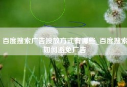 百度搜索广告投放方式有哪些_百度搜索如何避免广告