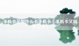 手机卡又叫什么卡手机卡「手机卡又叫什么卡」