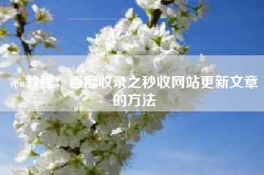 seo教程：百度收录之秒收网站更新文章的方法