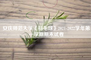 安庆师范大学《羽毛球》2021-2022学年第一学期期末试卷