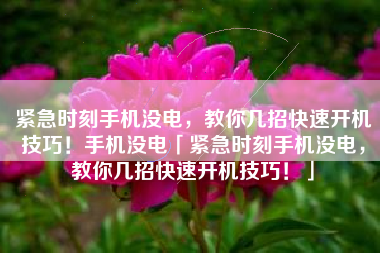 紧急时刻手机没电，教你几招快速开机技巧！手机没电「紧急时刻手机没电，教你几招快速开机技巧！」