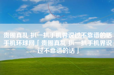 贵圈真乱 扒一扒手机界说过不靠谱的话手机环球网「贵圈真乱 扒一扒手机界说过不靠谱的话」